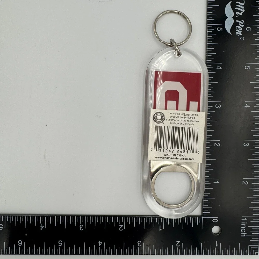 Oklahoma Sooners OU Bottle Opener Keychain Clear Acrylic Jenkins Enterprises‎
